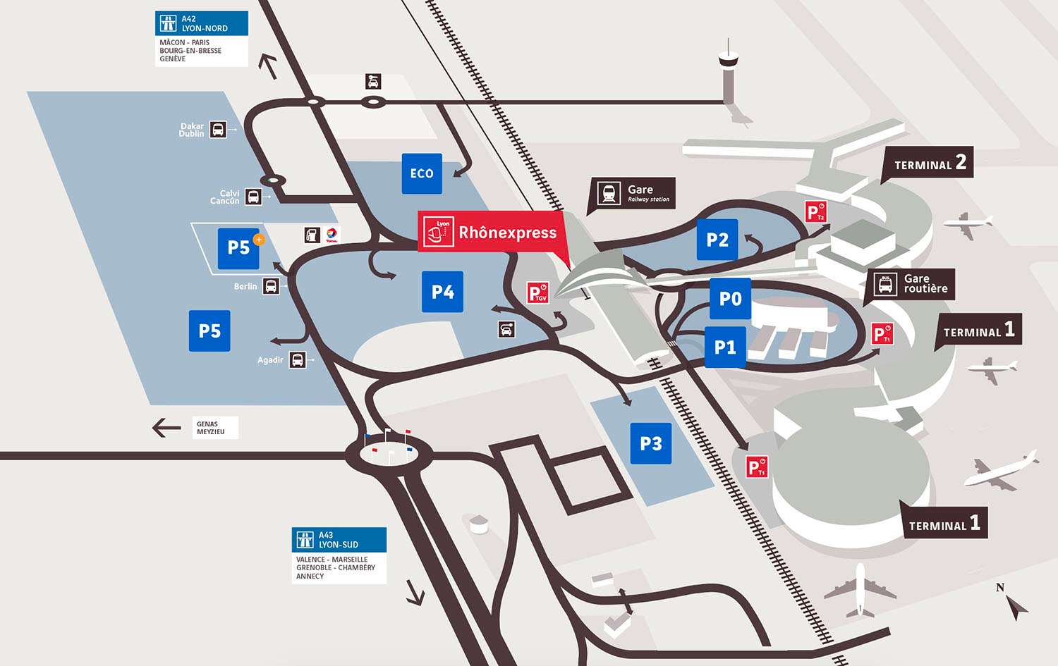 lyon airport car rental map